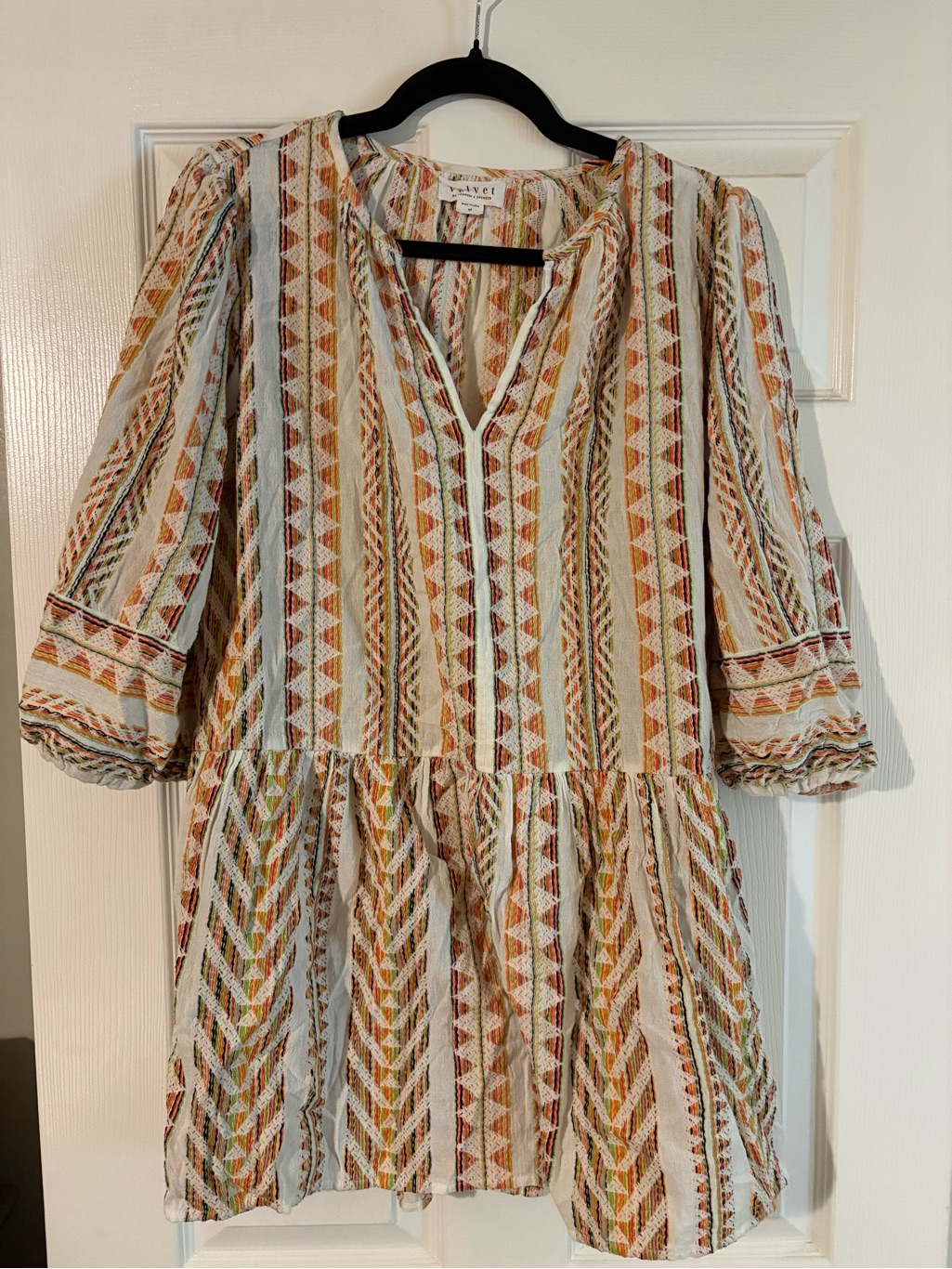 Velvet By Graham & Spencer Cream Multi-Stripe Boho Mini Dress